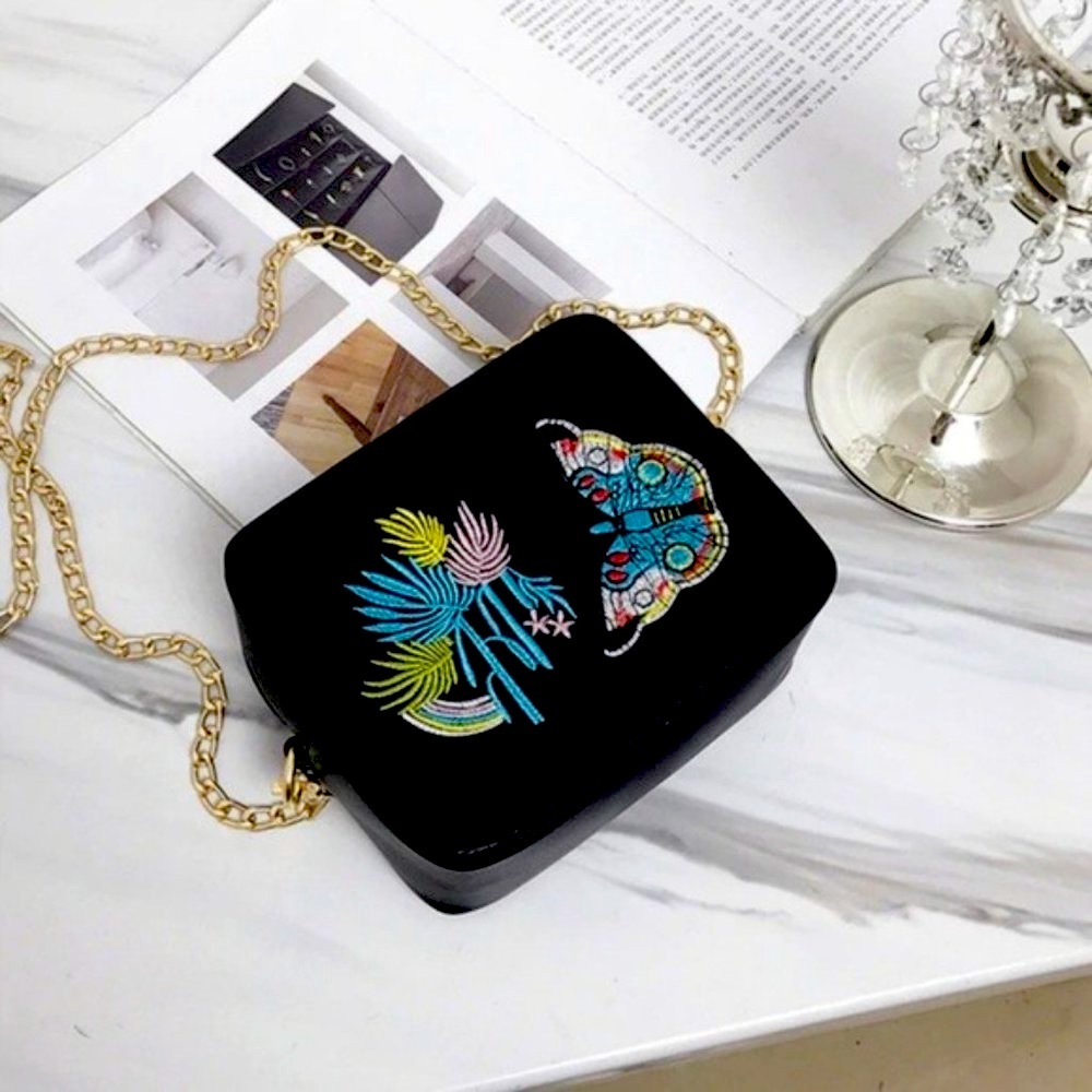 Butterfly Black Crossbody Bag